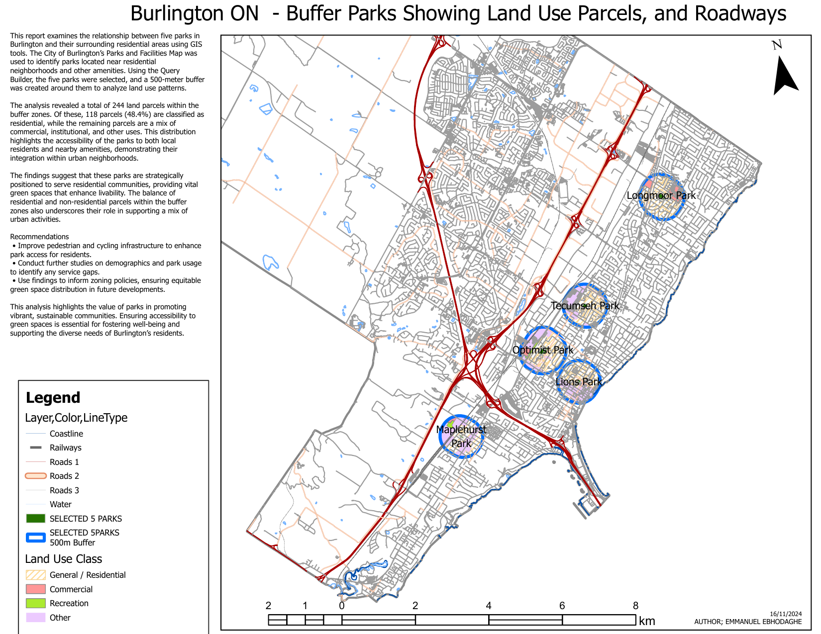 Burlington Parks & Land Use Buffer Analysis